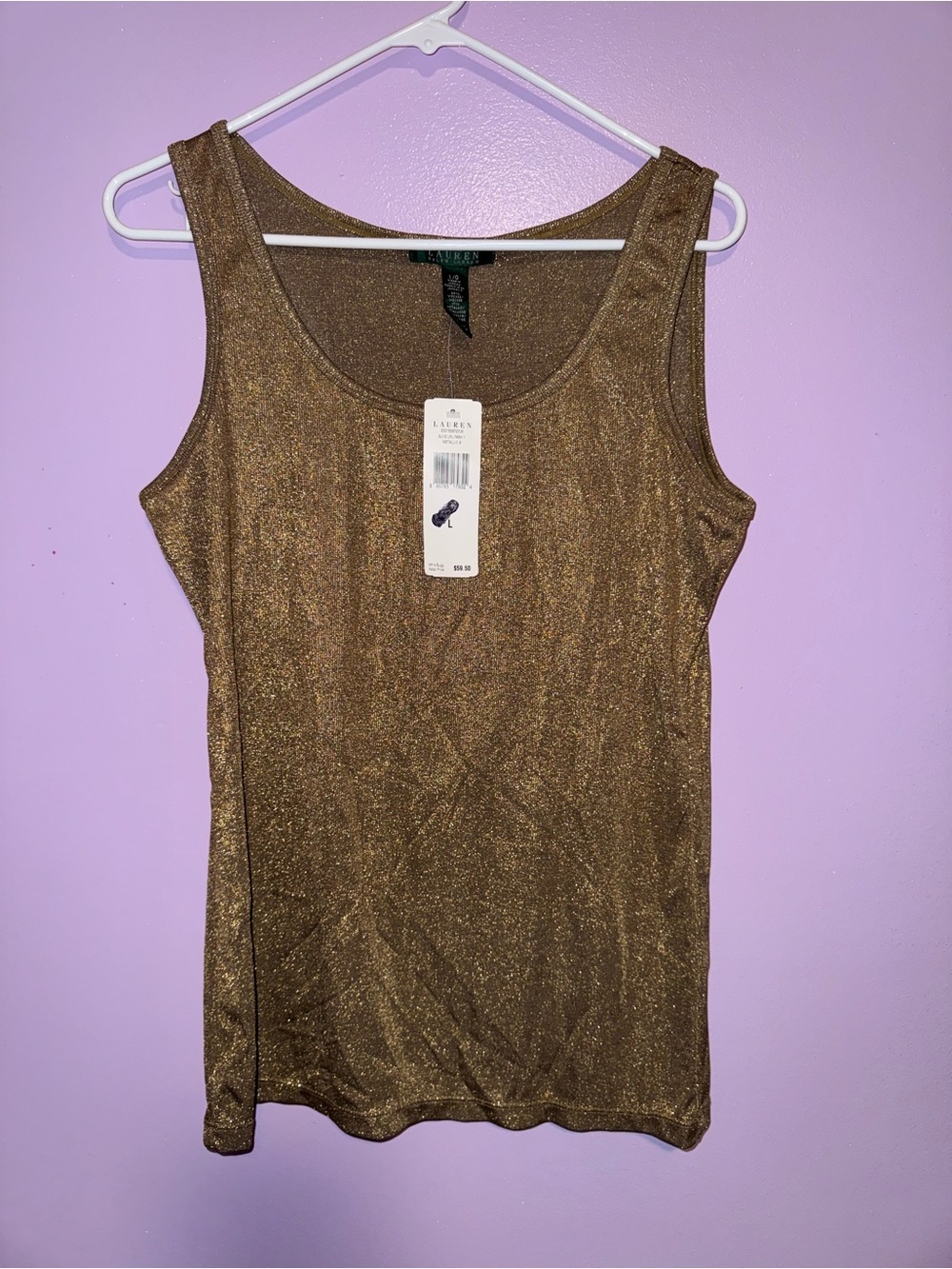 Lauren Ralph Lauren Metallic Gold Scoop Neck Tank